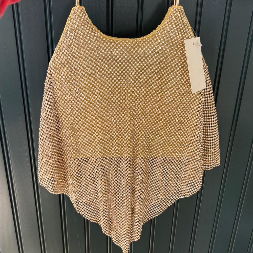 Gold Mesh NWT Ring Handle Evening Bag